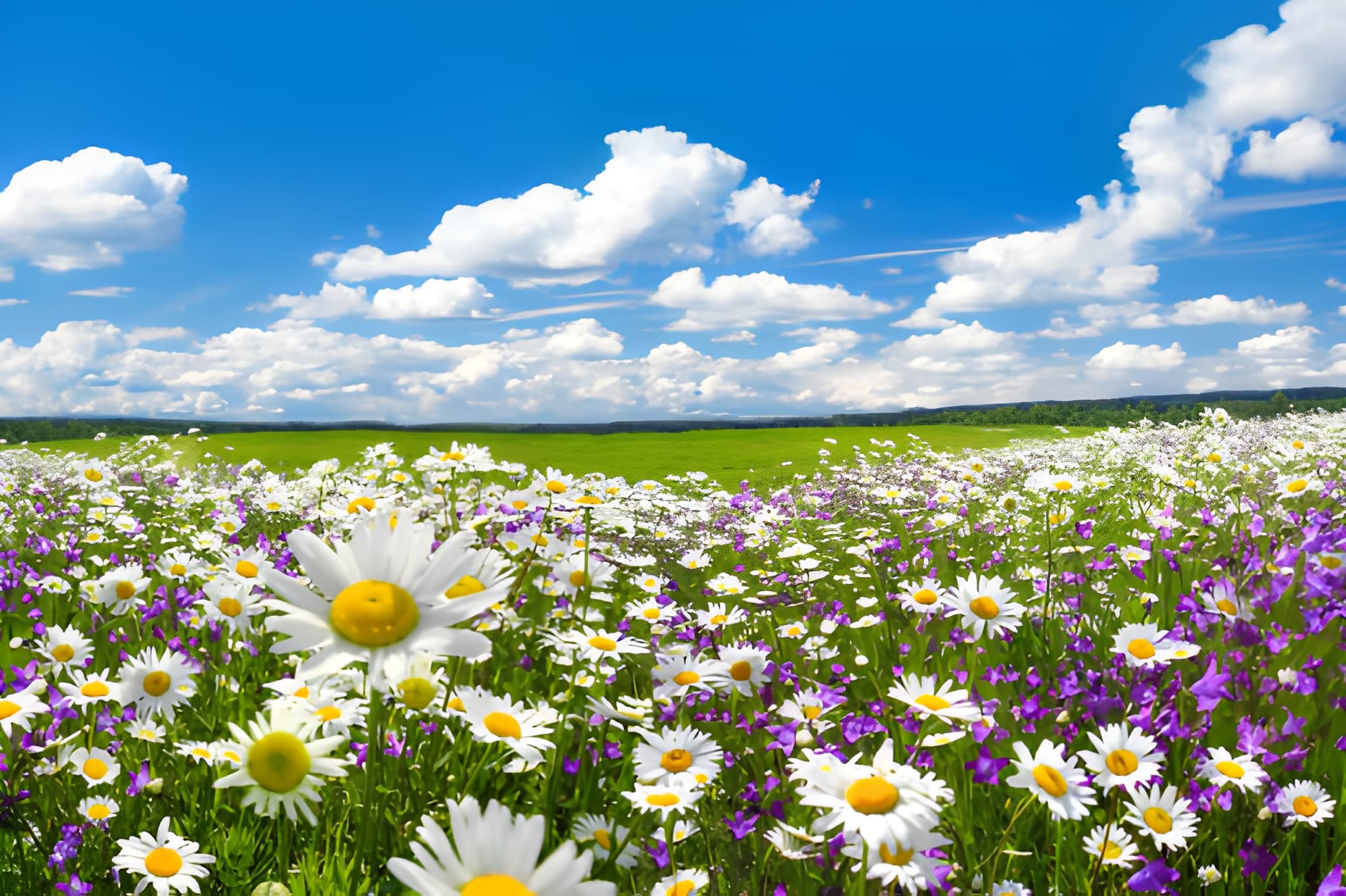 Colorful daisies in a garden